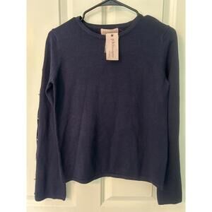 Philosophy women’s blue sweater with embellishments down arms